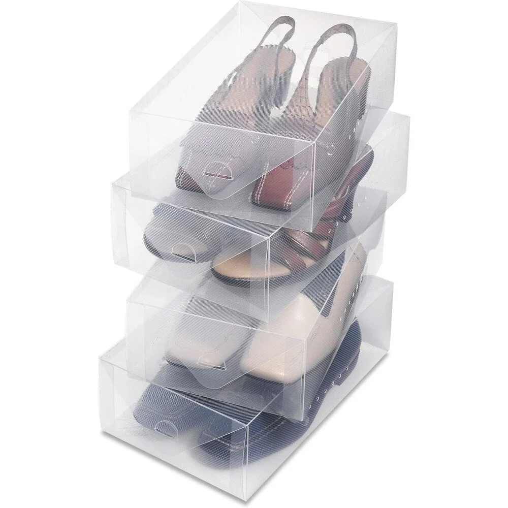 Whitmor Clear Vue Women's Shoe Boxes Set of 4 Stackable Boxes to Protect Shoes